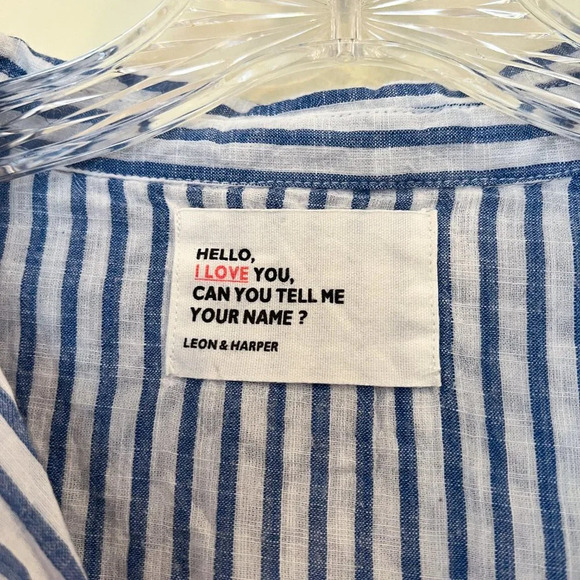 Leon & Harper 100% Cotton Lightweight Classic Collared Striped Preppy Shirt S - Picture 5 of 9